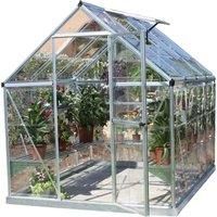Palram Harmony Greenhouse - Clear Polycarbonate, Aluminium Frame, Base Included – Silver/Green (6x14, Silver)