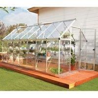 Palram Harmony Greenhouse - Clear Polycarbonate, Aluminium Frame, Base Included – Silver/Green (6x14, Silver)