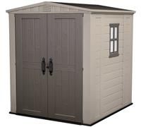 Keter Factor Outdoor Plastic Garden Storage Shed, Beige, 6 x 6 ft