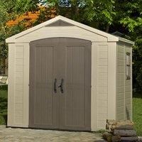 Keter Factor Outdoor Plastic Garden Storage Shed, Beige, 8 x 6 ft