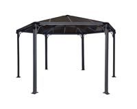 Palram Monaco Hexagonal Polycarbonate Garden Gazebo Grey  4380 x 4380 mm