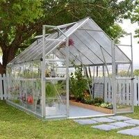 Palram Canopia 8x12ft Balance Silver Greenhouse with Polycarbonate Panels and Twinwall on Roof - Clear