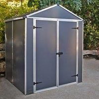 6' x 5' Palram Canopia Rubicon Double Door Plastic Garden Shed - Dark Grey (1.85m x 1.53m)