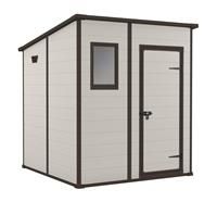 Keter Manor Pent Outdoor Plastic Garden Storage Shed, 6 x 6 feet - Large, Beige