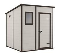 Keter Manor Pent Outdoor Plastic Garden Storage Shed, 6 x 6 feet - Large, Beige