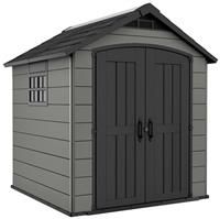 Keter Premier Outdoor Plastic Garden Storage Shed, Grey, 7.5 x 7 ft