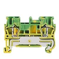 10/50pcs Spring Ground Terminal Block ST1.5/2.5/4/6-PE Din Rail Yellow Green Earth Wire Cable Connector Bornier(50pcs,ST4-PE)