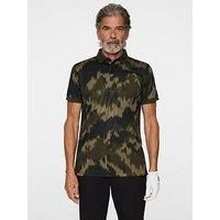 J Lindeberg Mens Golf Tour Tech Print Polo - Green