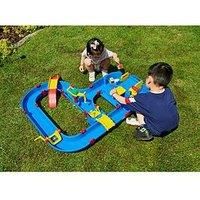 Aquaplay 8700001528 Megabridge Waterway Colourful Water Play Table with Working Canal System, Lifting Crane, Bridges, Boat, and Car Toy, Suitable for Kids Ages 3+ Years