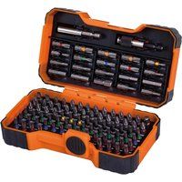 Bahco BH59/S100BC 100 Pcs Bit Set For Slotted, Phillips, Pozidriv, Hexagon, Robertson nd Coloured TORX,TORX Tamper, Head Screws