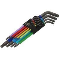 Bahco C1997LM/9P C1997LM/9P Metric Long Ball End Coloured Hex L-Key Set, 9 Piece