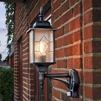 Konstsmide 7268-759 Milano Leaded Effect Pathway Outdoor Light with PIR Sensor-Motion Detector / 1 x 75 W E27 Max Bollard / Leaded Effect Acrylic Glass / Aluminium / IP43 / Outside Light Antique