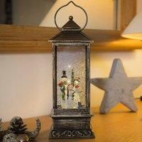 Konstsmide 2889-000 LED Snow Globe Lantern "Snowman Scene", Water Filled/Water Spinner/Indoor(IP20) with 5 Hour Timer/Battery Operated: 3xC 1.5V (excl.)/Christmas Lantern 1 Warm White Diodes