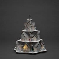 Konstsmide Christmas Lights/LED Wooden Silhouette Village Scene/6H Timer, 10 Diodes, Battery Operated or USB, Indoor, 2 x AAA 1.5V (Excluded)