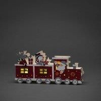 Konstsmide Christmas Lights/LED Wooden Silhouette Santa Snowman Train Scene/6H Timer, 3 Diodes, Battery Operated or USB, Indoor, 2 x AA 1.5V (Excluded)
