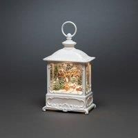 Konstsmide LED Snow Globe Lantern Santa Sleigh with Reindeers and Village / Water Filled / Christmas Decorations Indoor Use (IP20) / Battery Operated: 3xAA 1.5V (excl.) / Christmas Lantern 1 LED