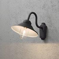 Konstsmide Handmade Outdoor Wall Lights Mains Powered/Vega Down Swan Neck Outdoor Wall Light/1 x 60 W E27 Max Wall Lamp/Clear Glass Globe/Aluminium/IP23/Black