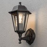 Konstsmide Outdoor Wall Light Mains Powered/Basic Up Classic Lantern Style/1 x 60 W E27 Max Lamp/Clear Glass/Aluminium/ IP23/ Outside Light Black
