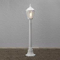 Konstsmide Outdoor Light Firenze Pathway Outdoor Light/ 1 x 100 W E27 Max Bollard/ Clear Glass/ Aluminium/ IP43/ Outside Light Matt White, 7215-250