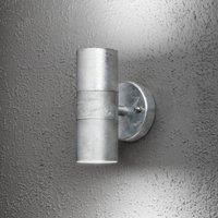 Konstsmide Outdoor Lights Modena Up Down Outdoor Wall Light / 2 x 35 W GU10 Max Wall Lamp / Clear Glass Lens / IP44 / Outside Light RAW Galvanised Steel, 7571-320