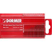 Dormer A191231M HSS High Speed Steel Jobber Drill Bits with 118 degree Standard Point, Set of 20