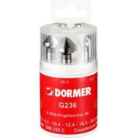 Dormer G2364 6 Piece HSS Tialn Tri-Flat Straight Shank 90 Countersink Set