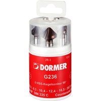 Dormer G2365 6 Piece HSS Tialn Tri-Flat Straight Shank 90 Countersink Set
