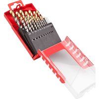 Dormer A087201 HSS High Speed Steel Jobber Drill Bit Set with 118 degree Tin Tipped split point, Set of 19