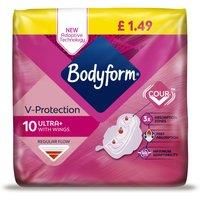 Bodyform Normal Ultra Towel with Wings, New Cour-V Adaptive Technology 10 pcs