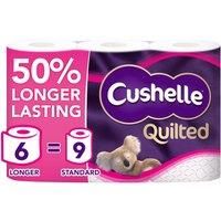 Cushelle Quilted 50% Longer Lasting Toilet Tissue 6 Equals 9 Regular Rolls