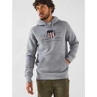 GANT Men/'s REG Archive Shield Hoodie, Grey Melange, L