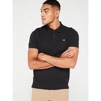 GANT Mens Shield Short Sleeve Pique Polo Shirt Black S