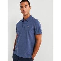 GANT Men/'s Reg Shield Ss Pique Polo Shirt, Dark Jeansblue Melange, XXL