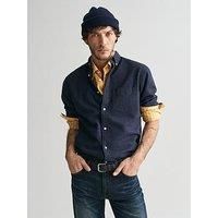 GANT Men/'s Reg Flannel Melange Shirt, Navy, S