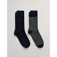 GANT Mens 2-Pack Solid And Dot Socks Charcoal Melange