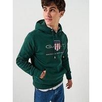 GANT Men/'s Reg Archive Shield Hoodie Hooded Sweatshirt, Tartan Green, XL