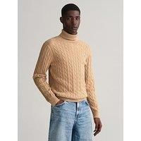 Gant Cotton Cable Turtle Neck Knitted Jumper - Beige