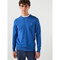 Gant Cotton/Wool Crew Knitted Jumper - Blue