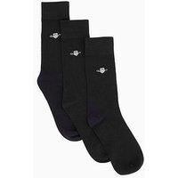 GANT Men/'s Shield Socks 3-Pack, Ebony Black, 40-42