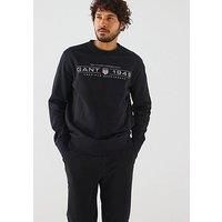 GANT Men/'s Graphic C-Neck Sweatshirt, Black, S