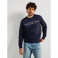 GANT Men/'s Graphic C-Neck Sweatshirt, Evening Blue, L