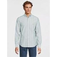 Gant Regular Fit Classic Striped Oxford Long Sleeve Shirt - Green