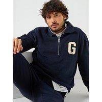 Gant Regular Fit G Badge 1/4 Zip Sweat - Navy