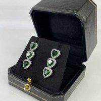 Green Emerald Heart Cut Dangle Earrings