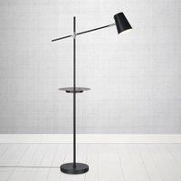 Marksljd Linear floor lamp with USB charging station, black