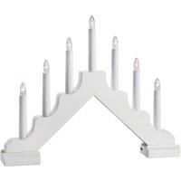 Marksljd Evelin LED candelabra, wood, 7-bulb, white