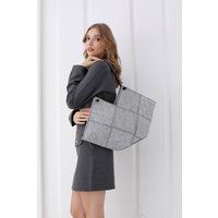 Belissh Women's Braided-Detail Felt Shopper Tote Bag in Grey