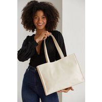 Belissh Women's Crinkle Patent Tote Bag in Cream