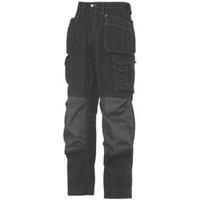 Snickers 3223 Rip-Stop Floorlayer Holster Pocket Trousers 36" S Black/Grey