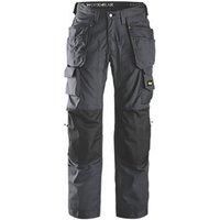 Snickers Mens Floorlayer Holster Pockets Ripstop Trousers (Steel Grey / Black)